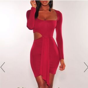 Hot Miami Styles Bold Red Cutout Dress